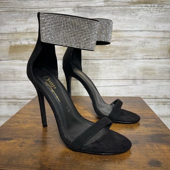 olivia jaymes Shoes - Olivia Jaymes Women’s Black Bling Ankle Strap Stiletto Heels Women’s size